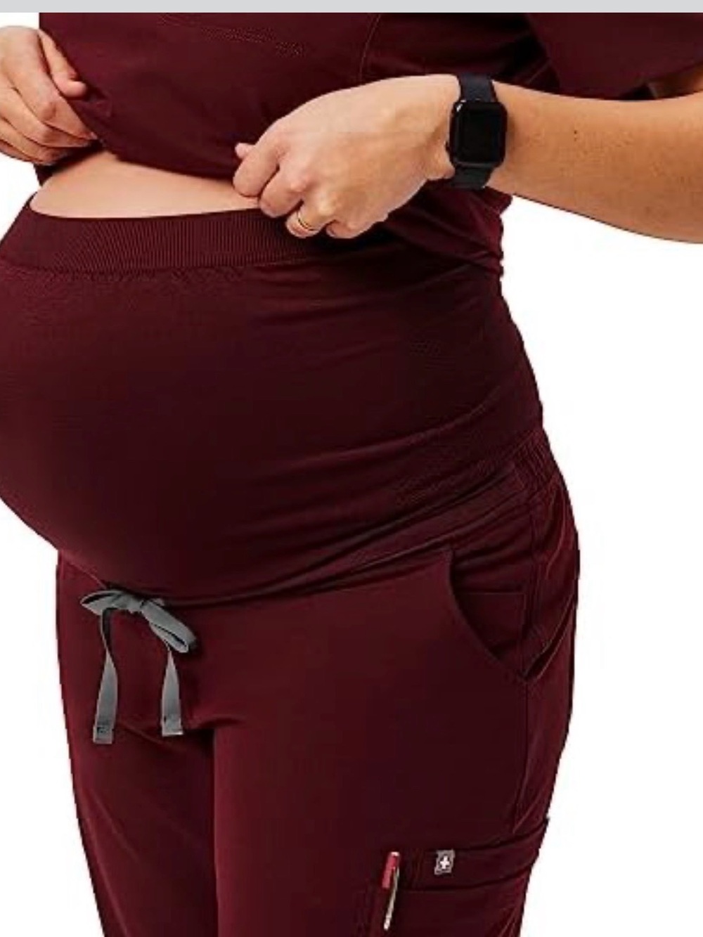 Figs Maternity Scrub Pants in Burgundy/Maroon